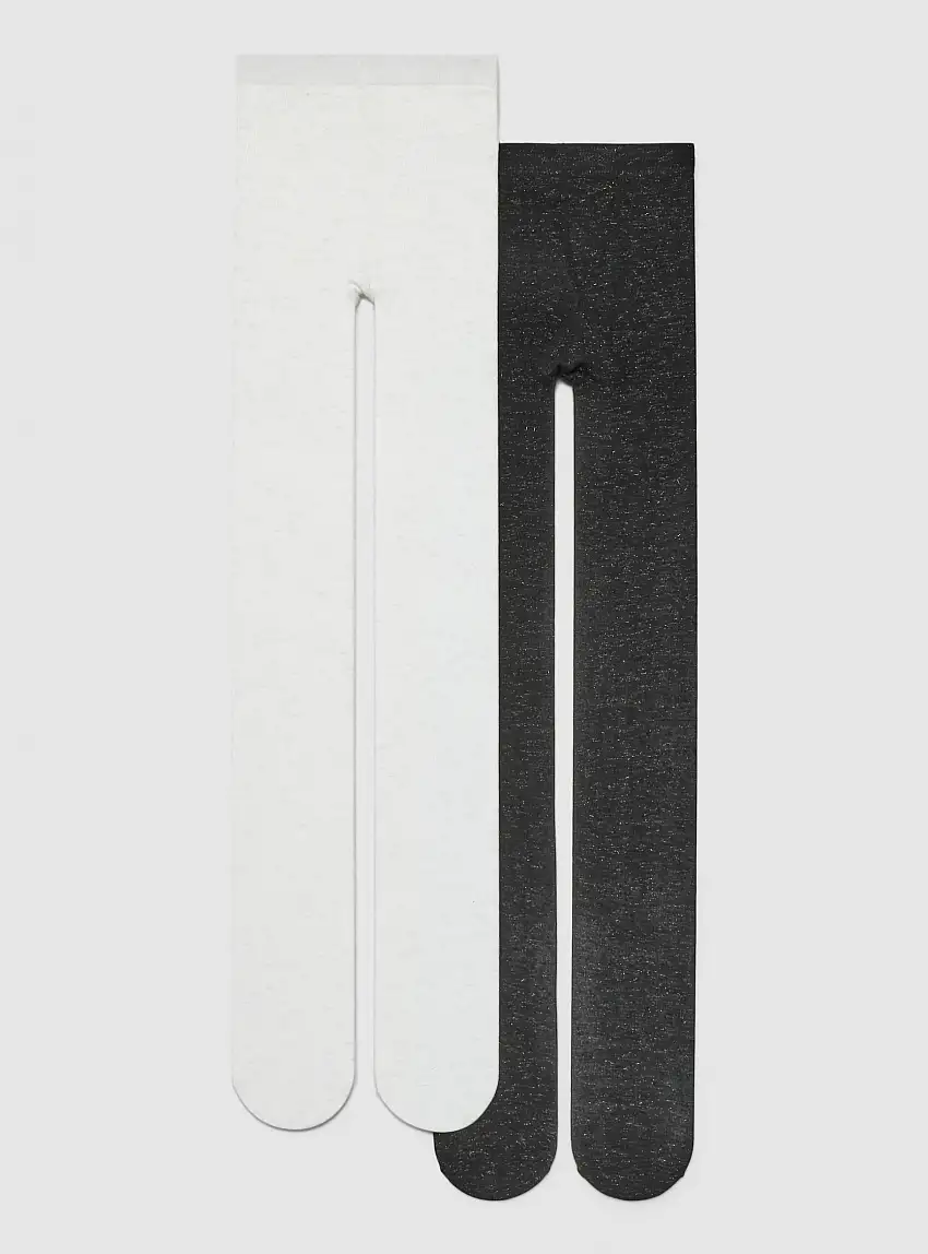 Pack 2 collant pesanti effetto luccicante Bianco lana