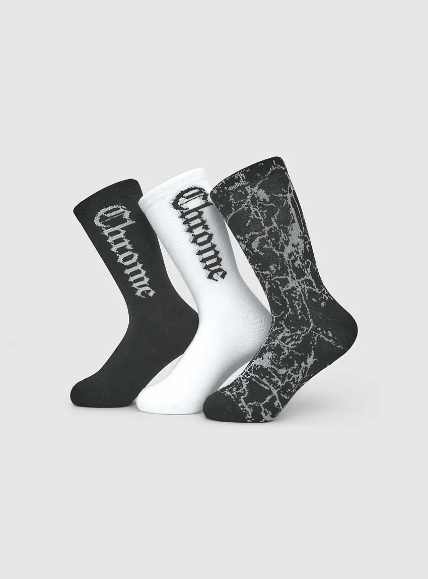 Pack 3 paia di calzini stile gotico Nero