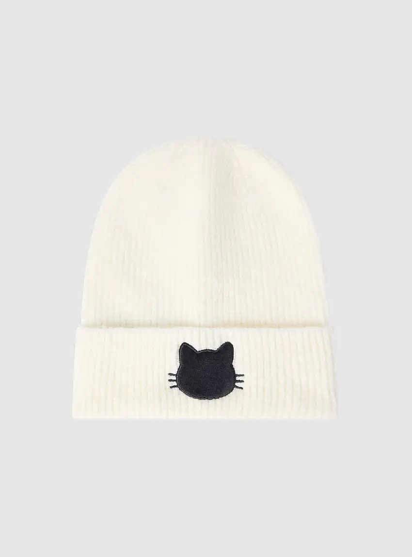Berretto con dettaglio Var bianco lana