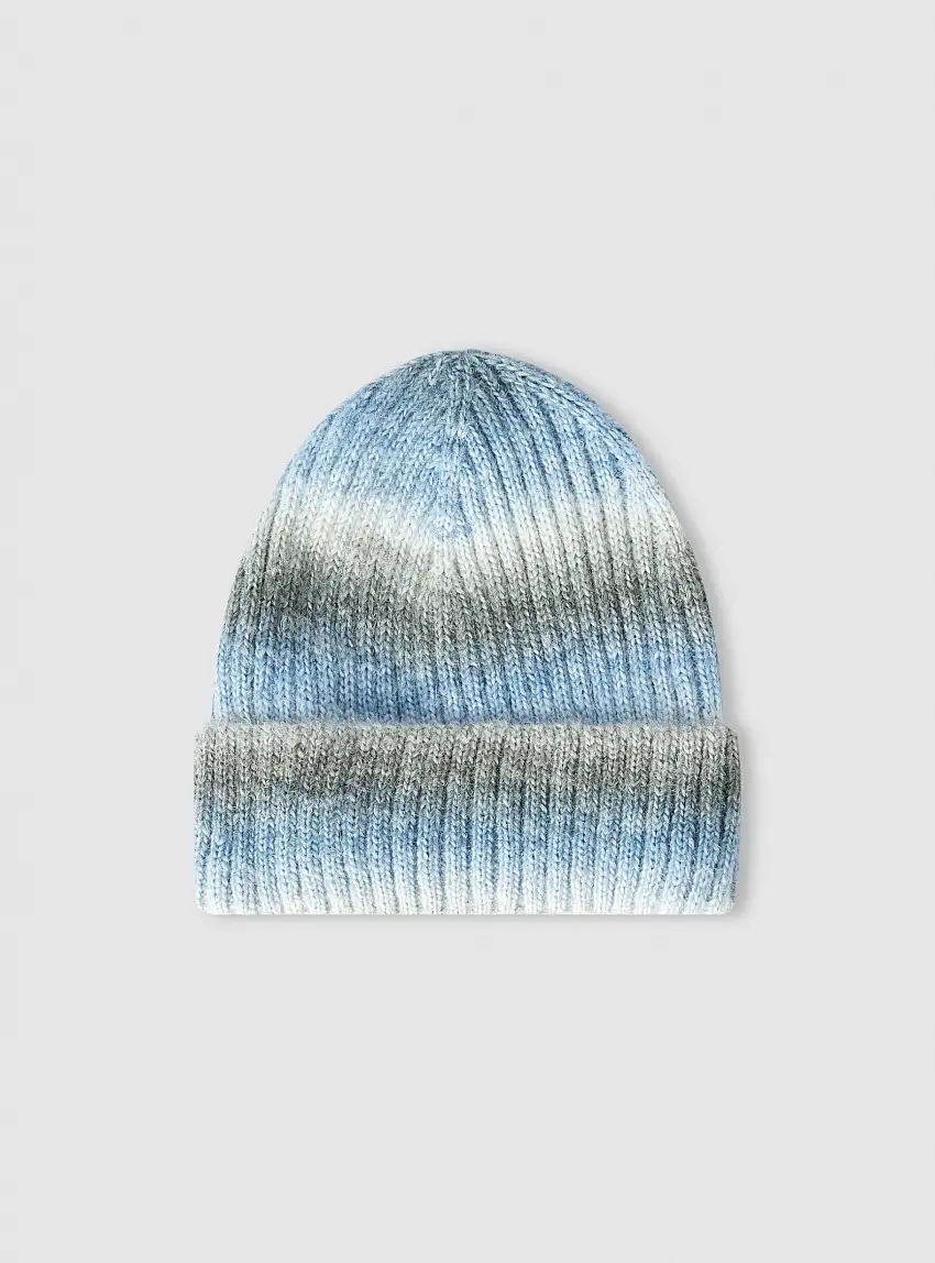 Berretto a coste effetto sfumato Var blu denim