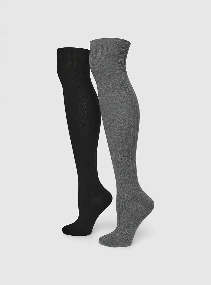 Pack 2 paia di calze parigine Var grigio scuro melange