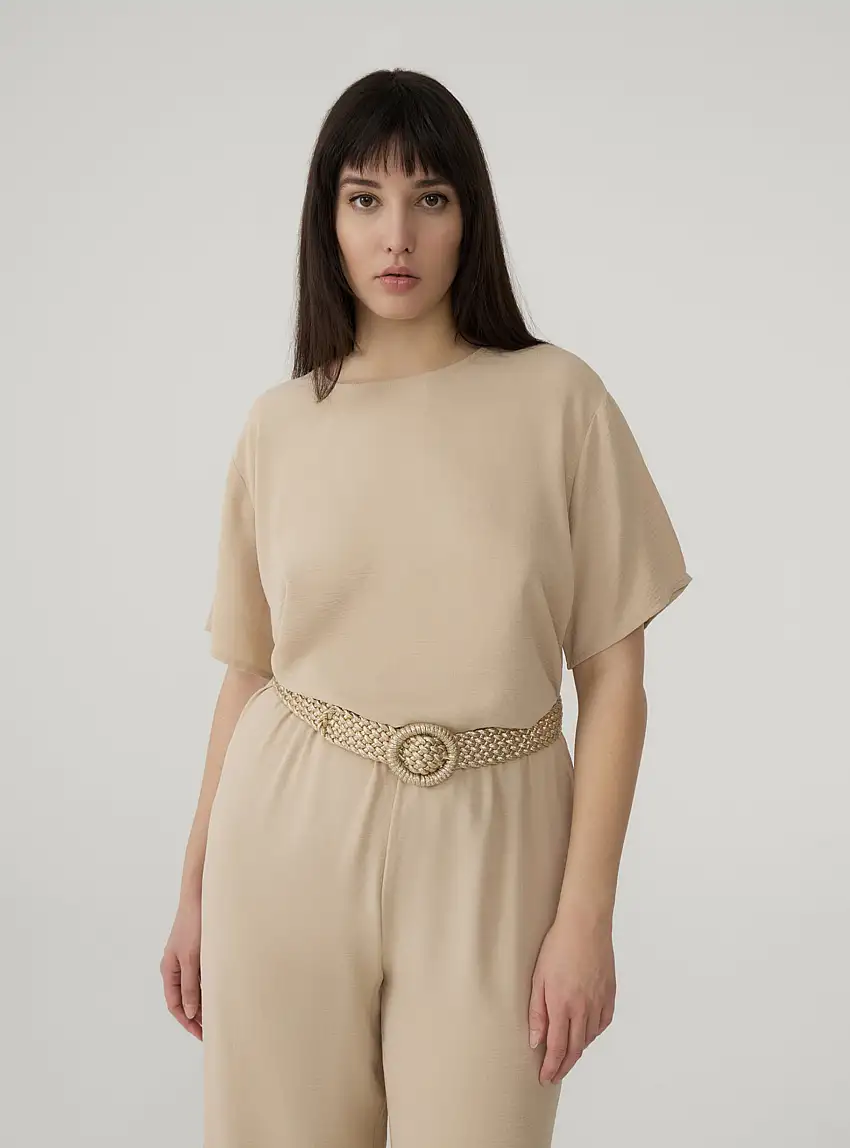 Cintura intrecciata con fibbia tonda Oro