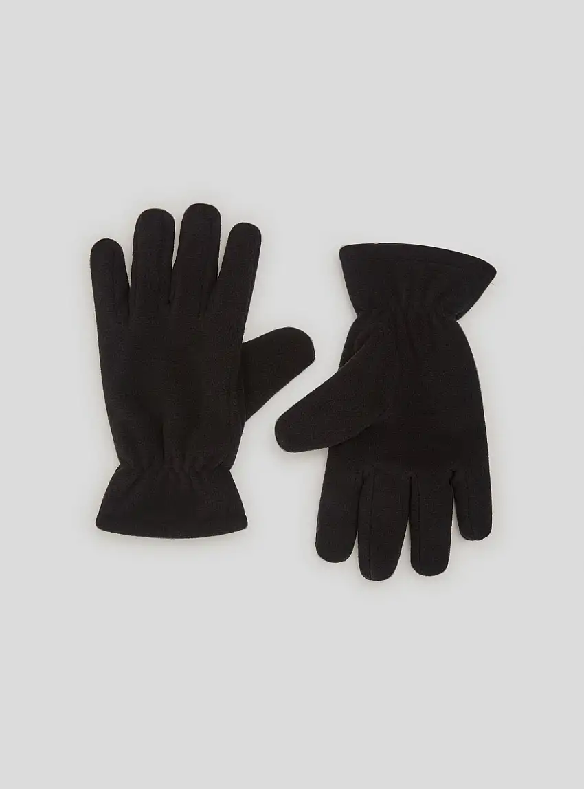 Guanti in pile con polsini elasticizzati Nero
