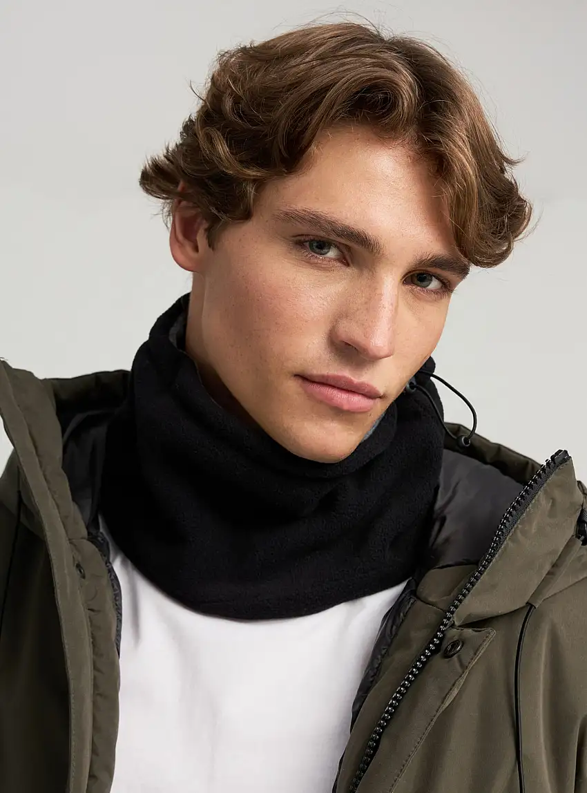 Scaldacollo in pile con coulisse Nero