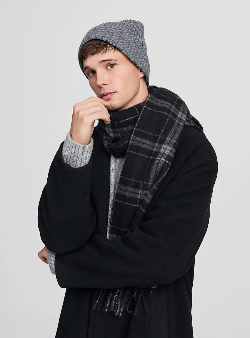 Sciarpa con fantasia a quadri Var nero