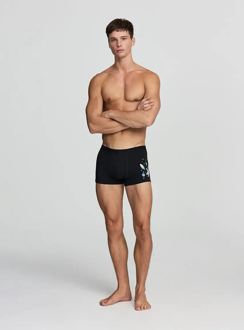 Boxer con stampa spazio Nero