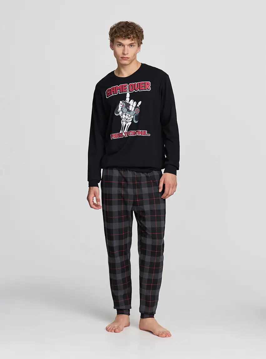 Set pigiama con stampa videogame Nero
