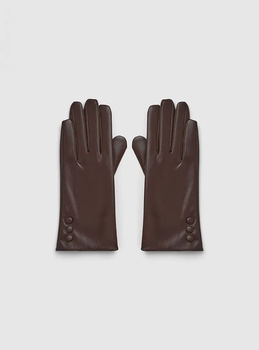 Guanti in similpelle Marrone scuro