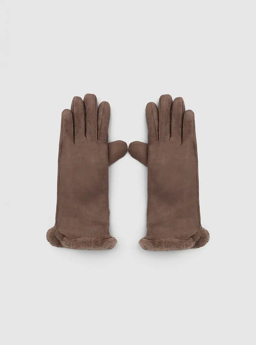 Guanti con similpelliccia Fango