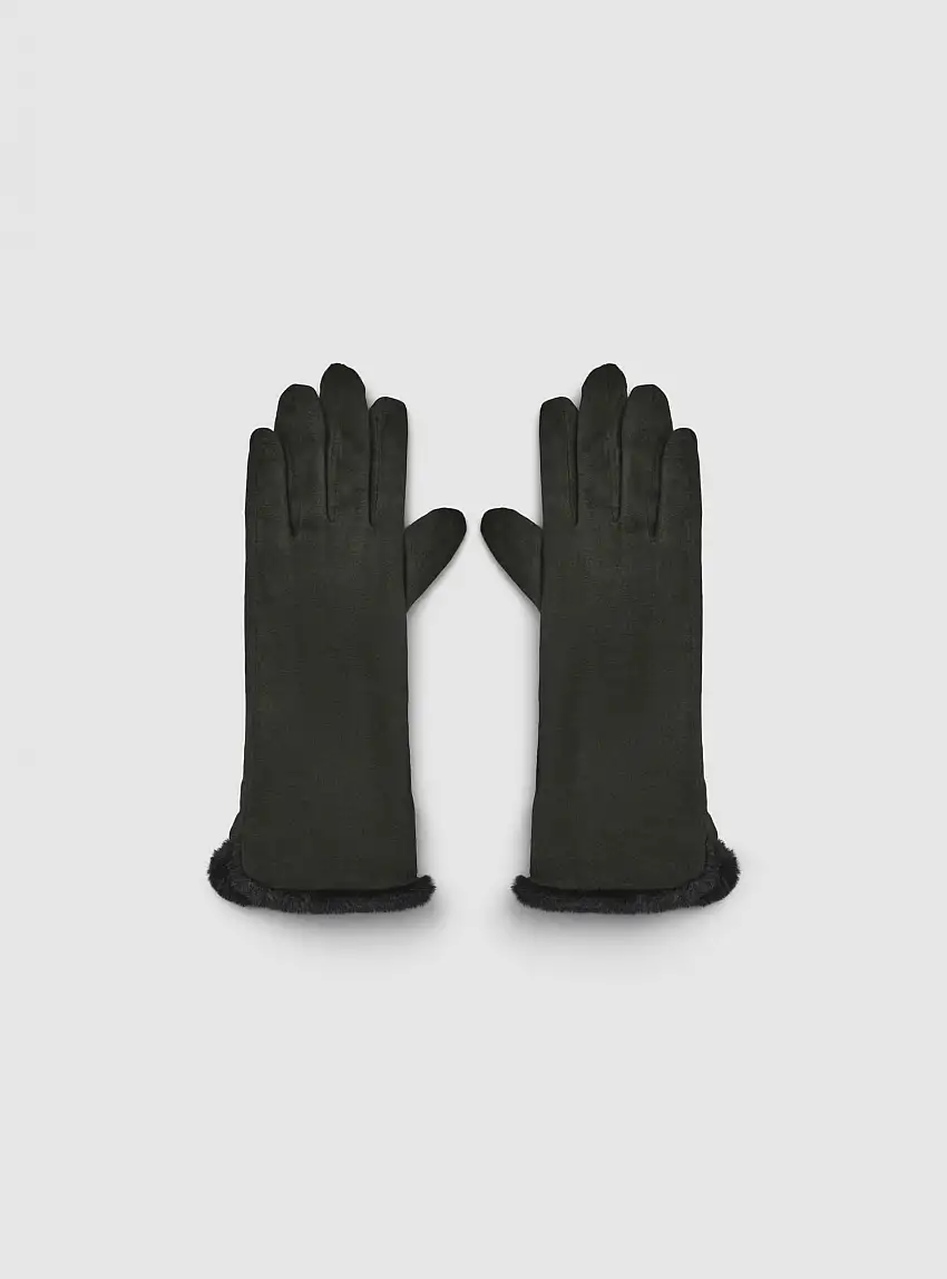 Guanti con similpelliccia Nero