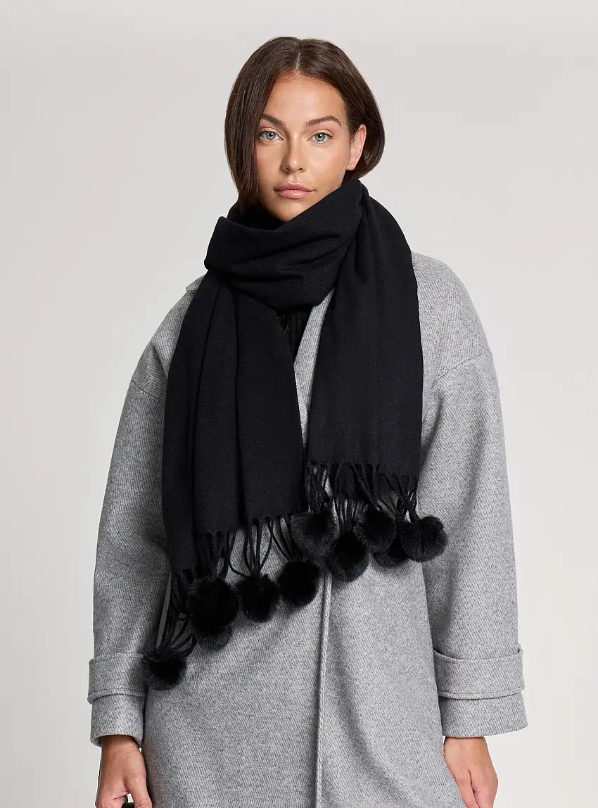 Sciarpa con pompon Nero