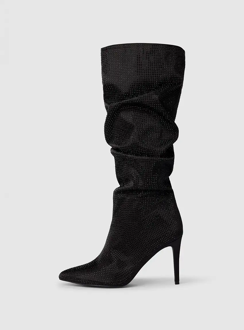 Stivali con strass Nero