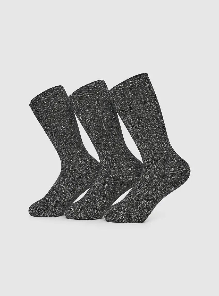 Pack 3 paia di calzini effetto luccicante Nero