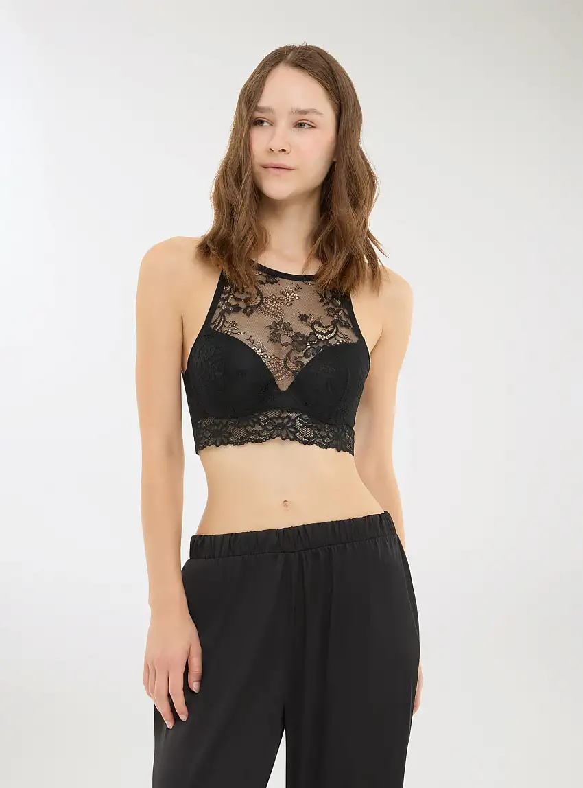 Corsetto con dettagli floreali Nero