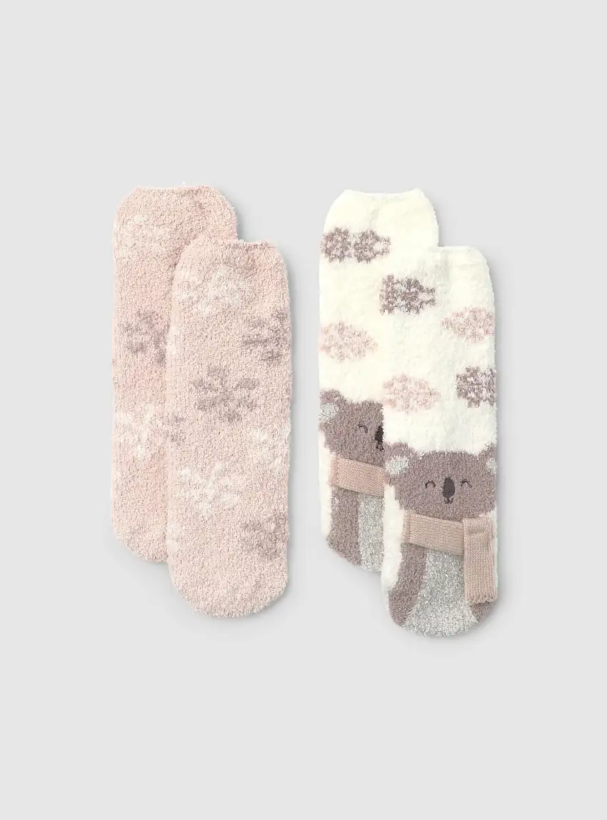 Pack 2 calzini con applicazioni Var bianco lana