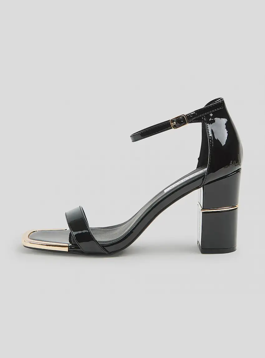 Sabot con tacco e inserti Nero