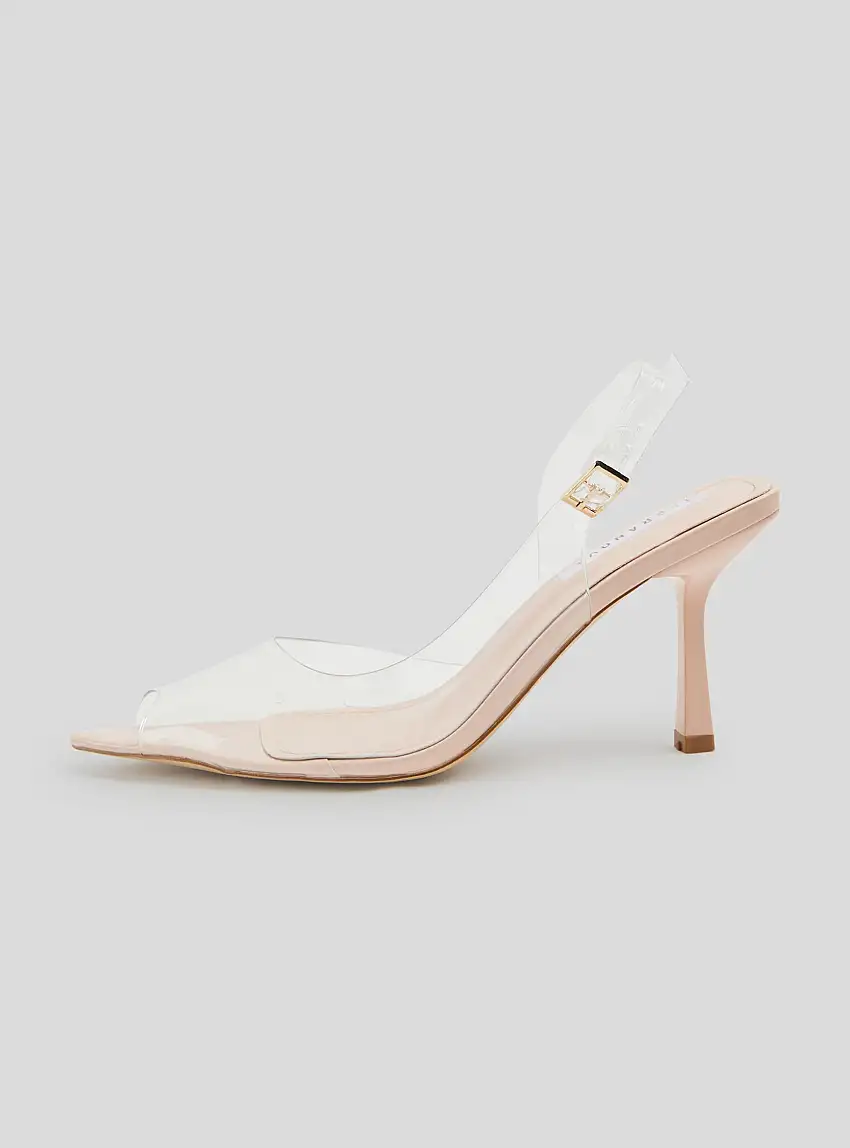 Sandali con tacco con dettagli trasparenti Rosa