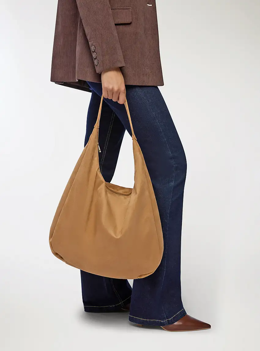 Borsa a mano tinta unita Tortora