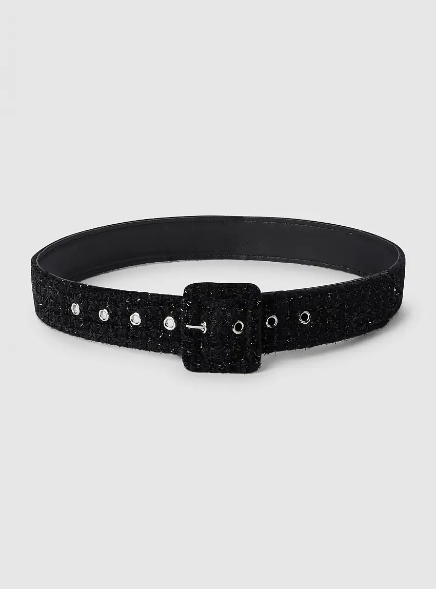 Cintura con fibbia luccicante Nero