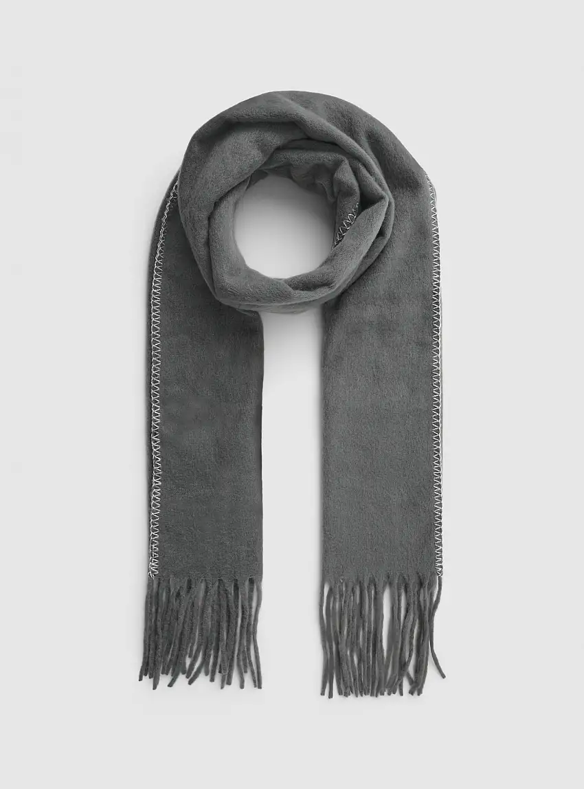 Sciarpa con frange e cuciture luccicanti Grigio scuro