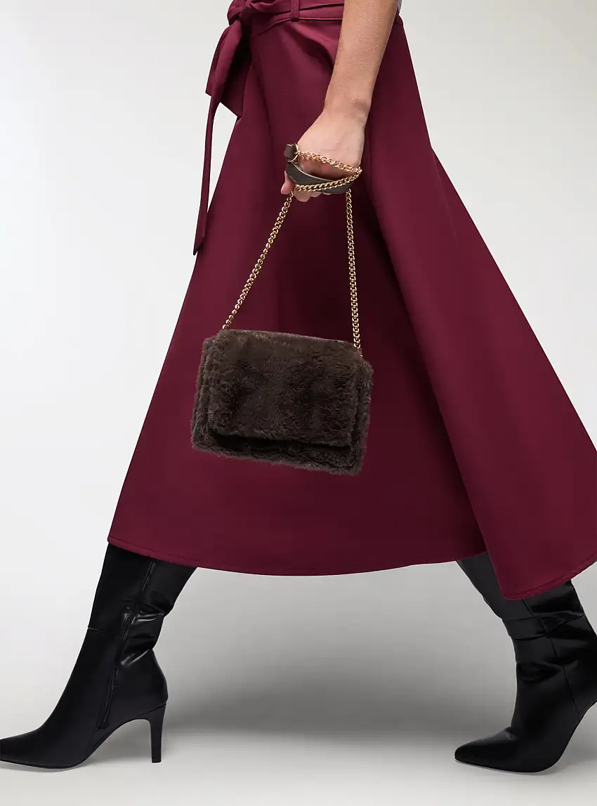 Borsa tracolla in similpelliccia Marrone scuro