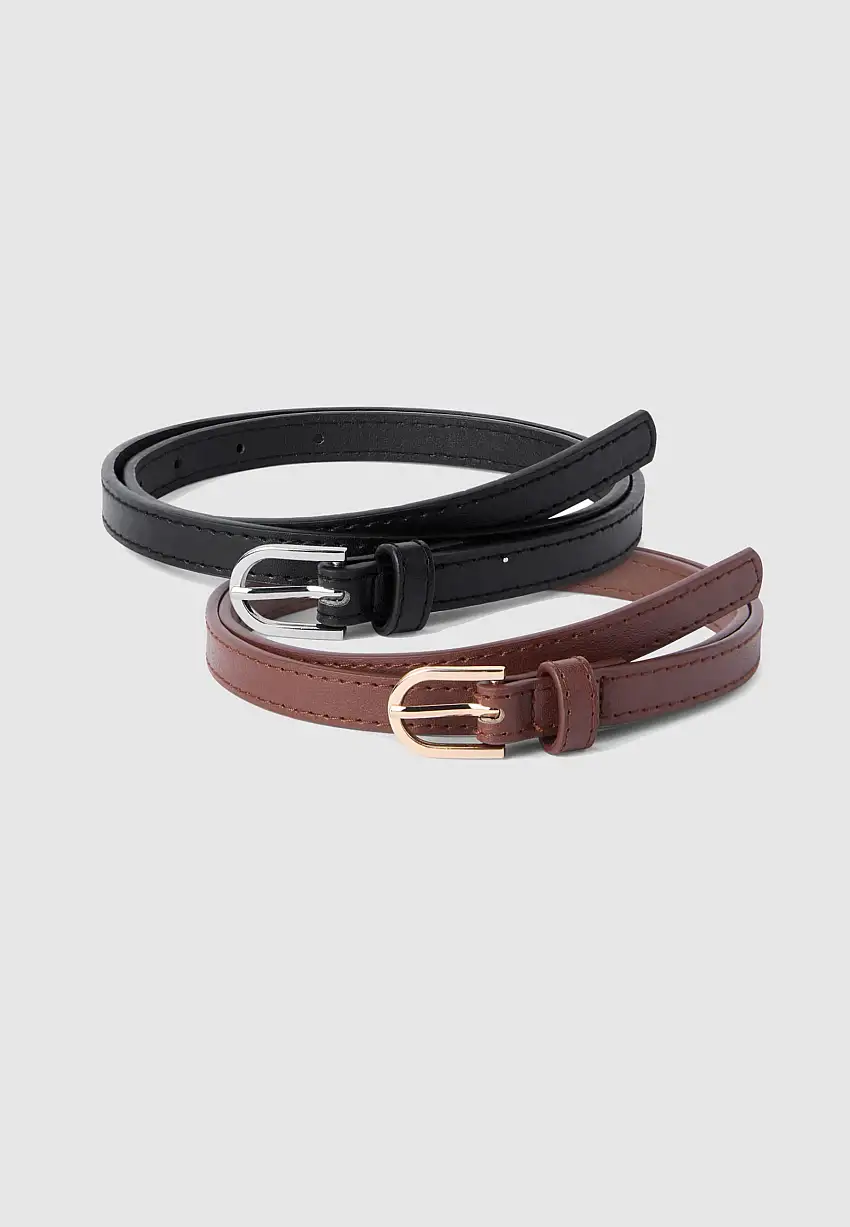 Pack 2 cinture con fibbia Var marrone
