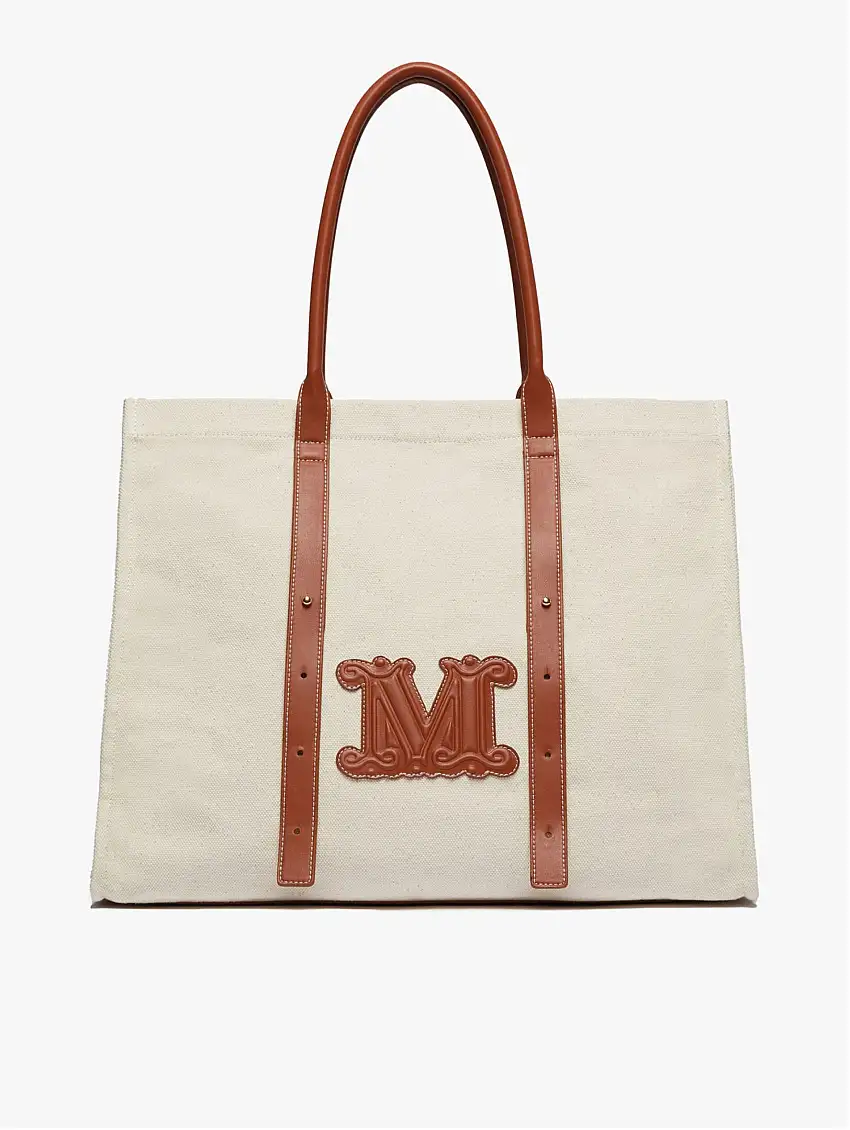 Shoppin Bag con Dettaglio Monogram Sabbia/Cuoio