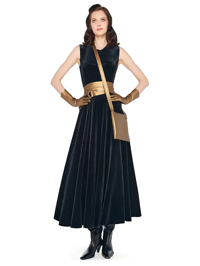 Abito Lungo in Velluto Nero