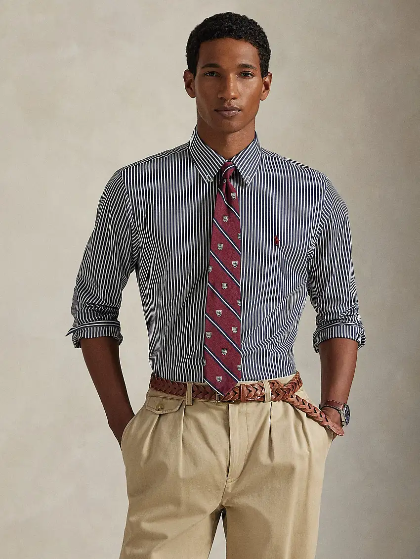 Camicia in Popeline Stretch a Righe Blu/Bianco