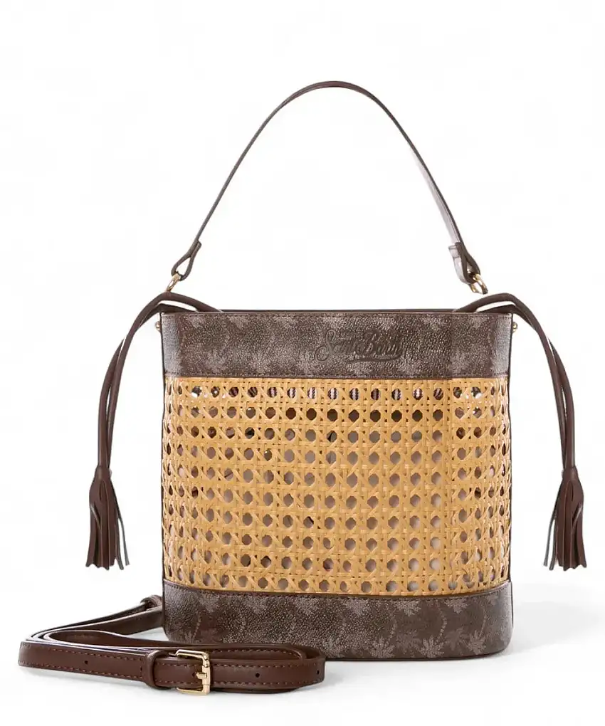 Borsa Secchiello in Paglia con Monogram Marrone | Estiva Chic
