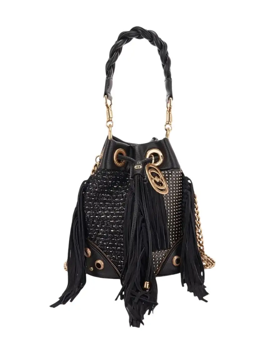 LA CARRIE Women's Bag LEGACY BUCKET SYNT./CLOTH/RAPH. 151M-EM-119-SCR MUB Black