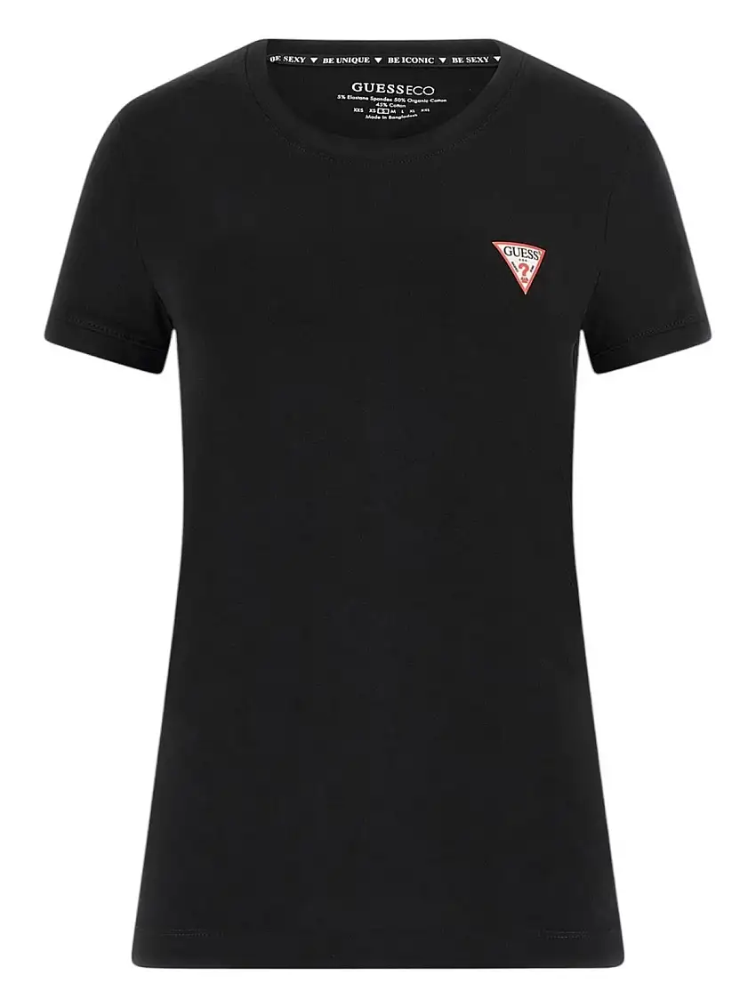 GUESS Women's T-shirt SS CN MINI TRIANGLE TEE W2YI44 J1314 JBLK Black