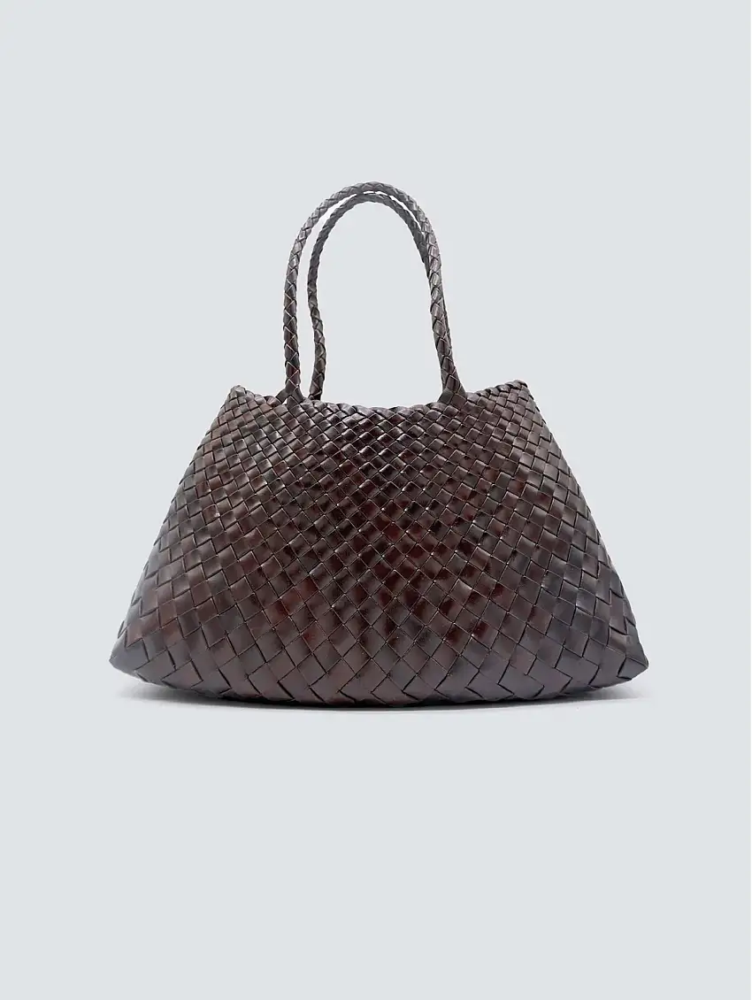 Borsa a Mano in Pelle Intrecciata Santa Croce Big Marrone Scuro