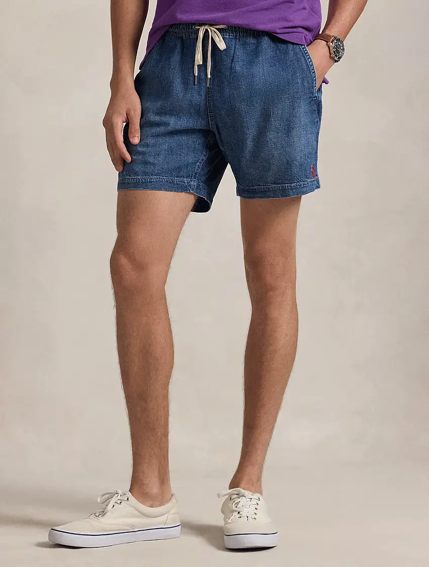 Shorts in Denim Prepster con Coulisse Indaco