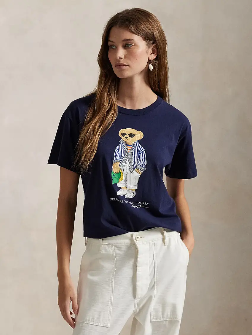 T-shirt Girocollo Polo Bear Blu
