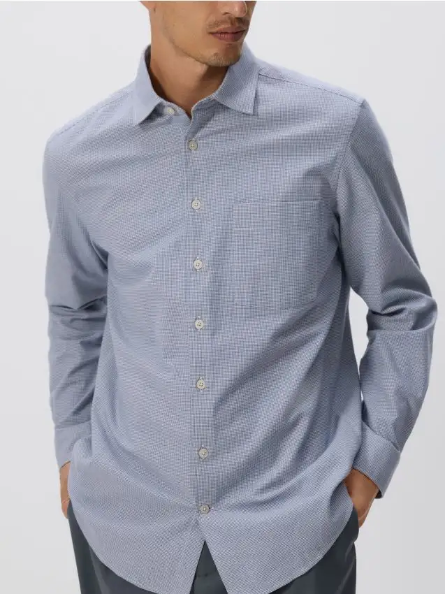 Camicia regular fit in cotone egiziano Colore blu scuro