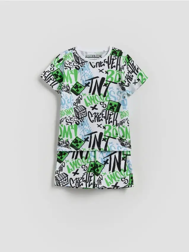 Set pigiama in cotone Minecraft Colore bianco