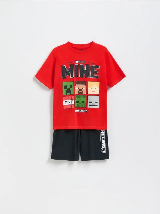 Set pigiama in cotone Minecraft Colore rosso