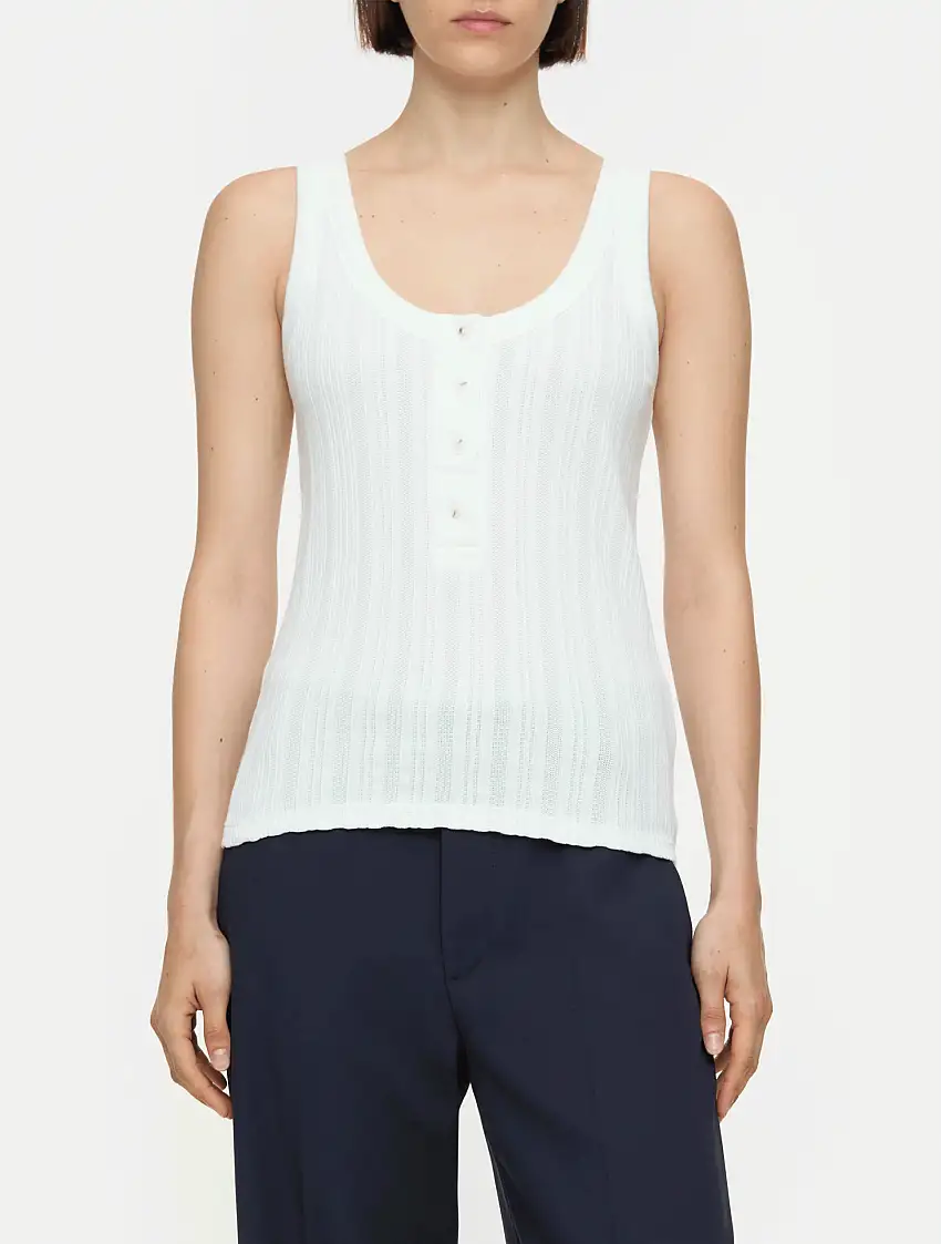 Top a Coste Slim Fit Avorio