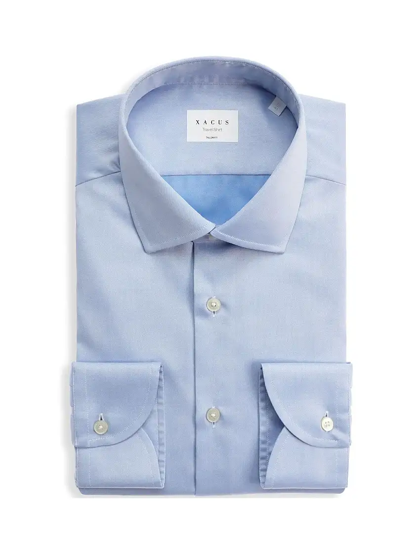 Camicia No Stiro in Cotone Blu