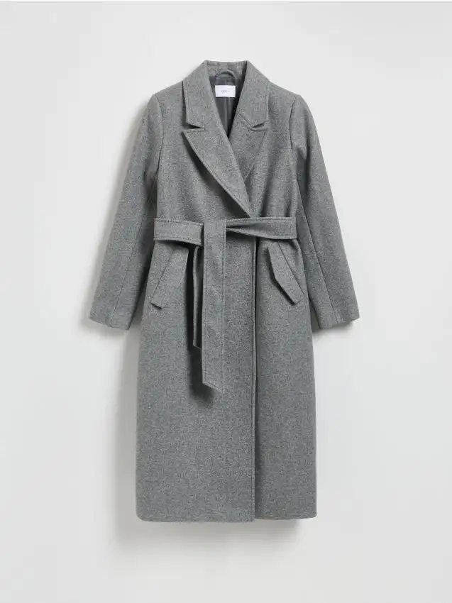 Cappotto con cintura da annodare in vita Colore grigio scuro