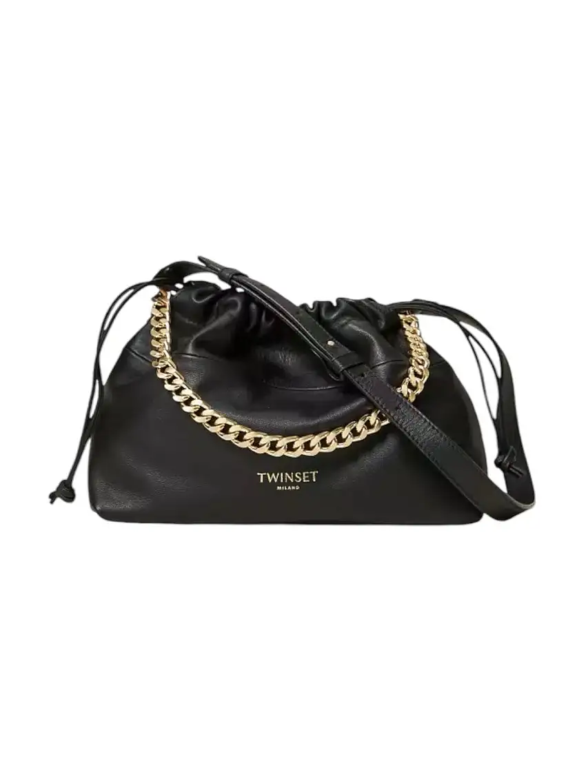 TWINSET Women's Bag DRAWSTRING LEATHER 242TB7212 00006 Black