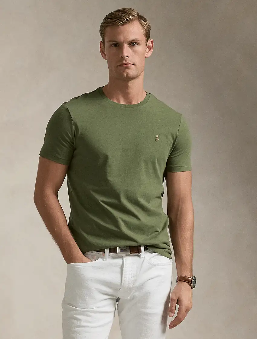 T-shirt Girocollo Custom Slim Fit Verde Militare