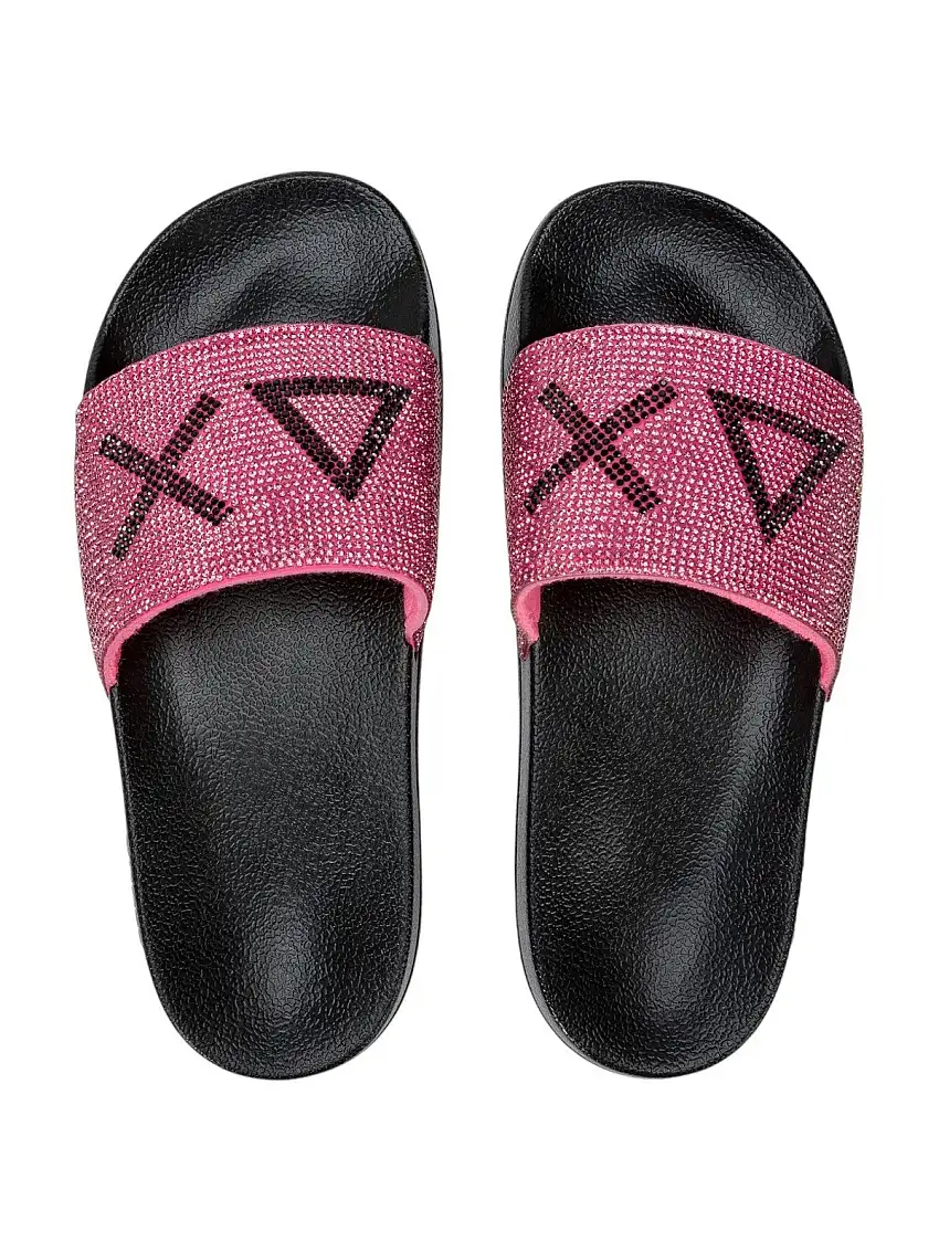 SUN68 Women's Slipper SLIPPERS LOGO STRASS X35205 1162 Black