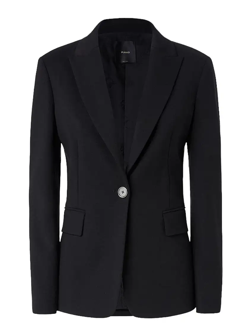 Pinko Women's Jackets - Single-breasted blazer in technical fabric - Black