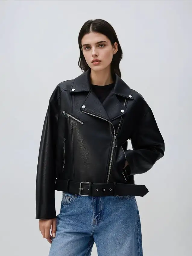 Giacca biker con cintura Colore nero