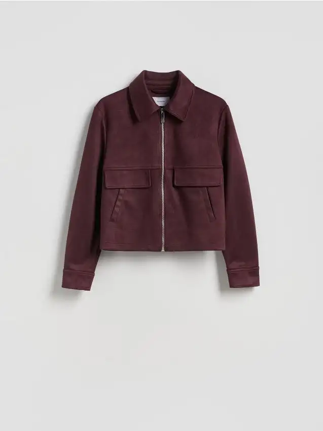 Giacca corta scamosciata Colore bordeaux