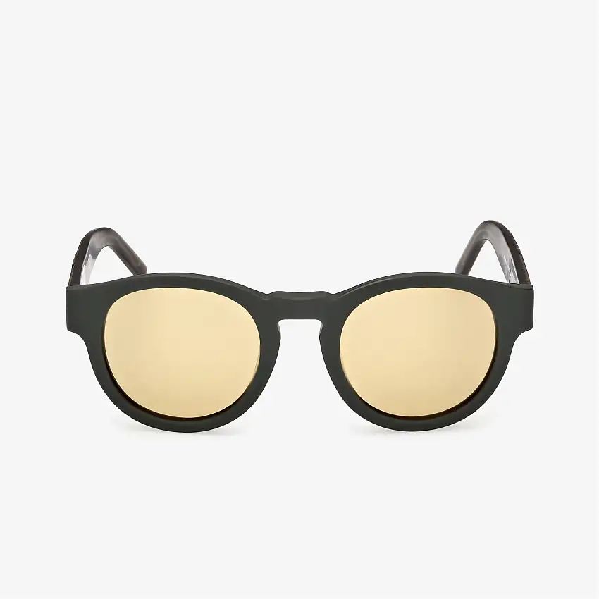 Occhiali da sole rotondi classici unisex verdi con aste spesse