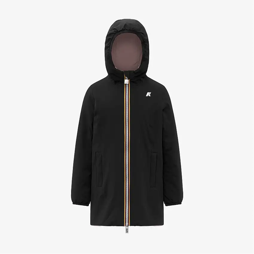 Giacca reversibile di medio peso con isolamento, nera e rosa, per bambina