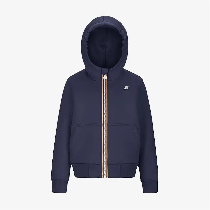 Giacca in pile leggero con cappuccio da ragazzo, color cobalto intenso